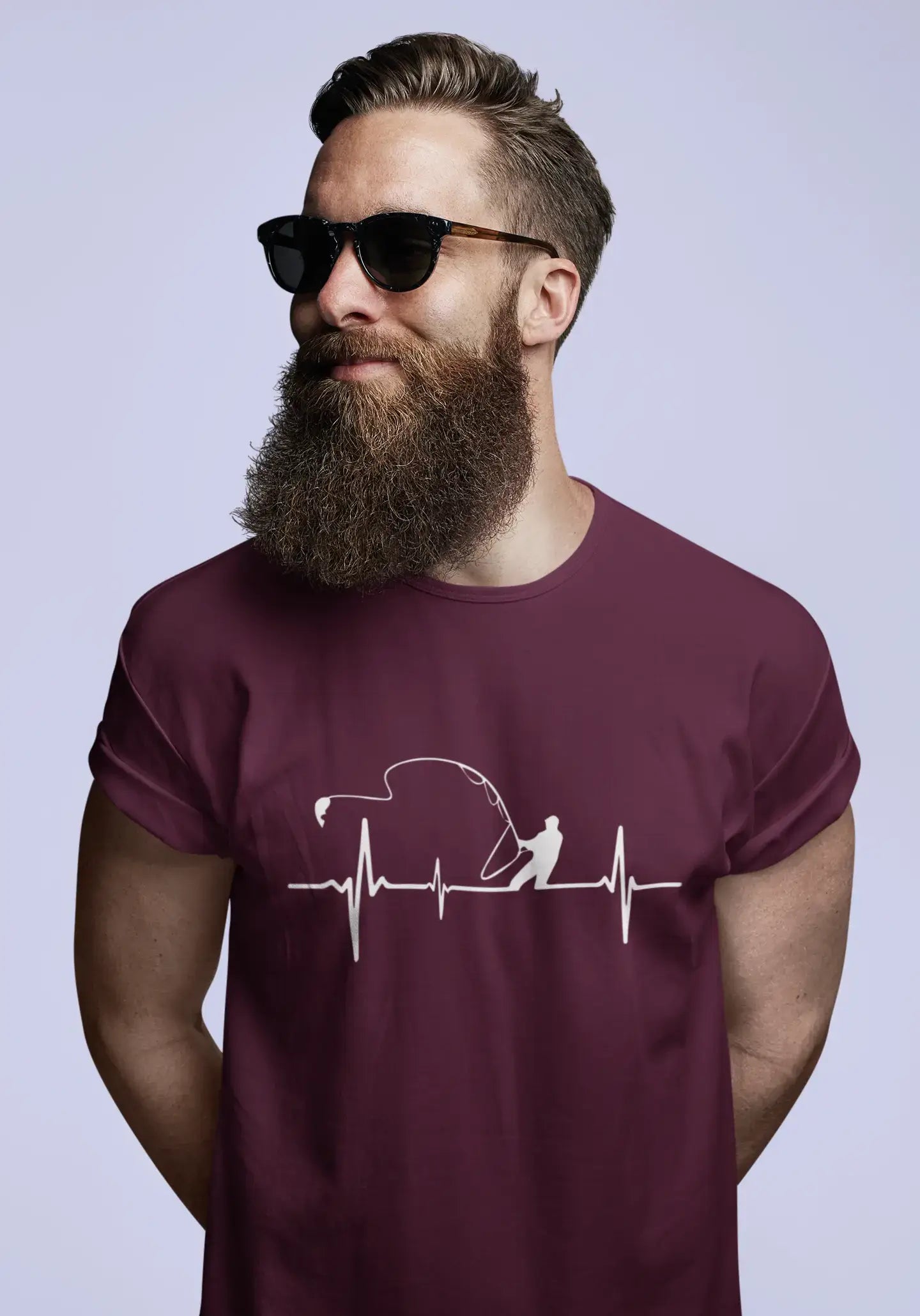 ULTRABASIC - White Graphic Printed Men's Fisherman
 Heartbeat T-Shirt White