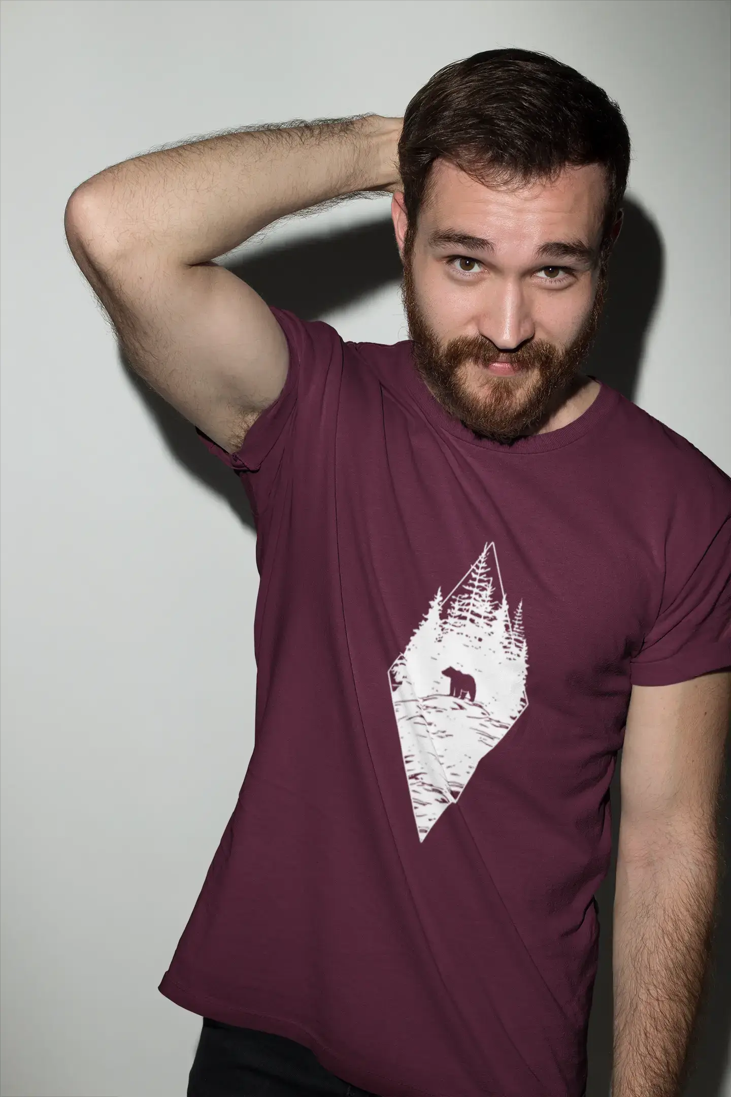 ULTRABASIC - Graphic Printed Men's Forest Bear T-Shirt Royal Blue