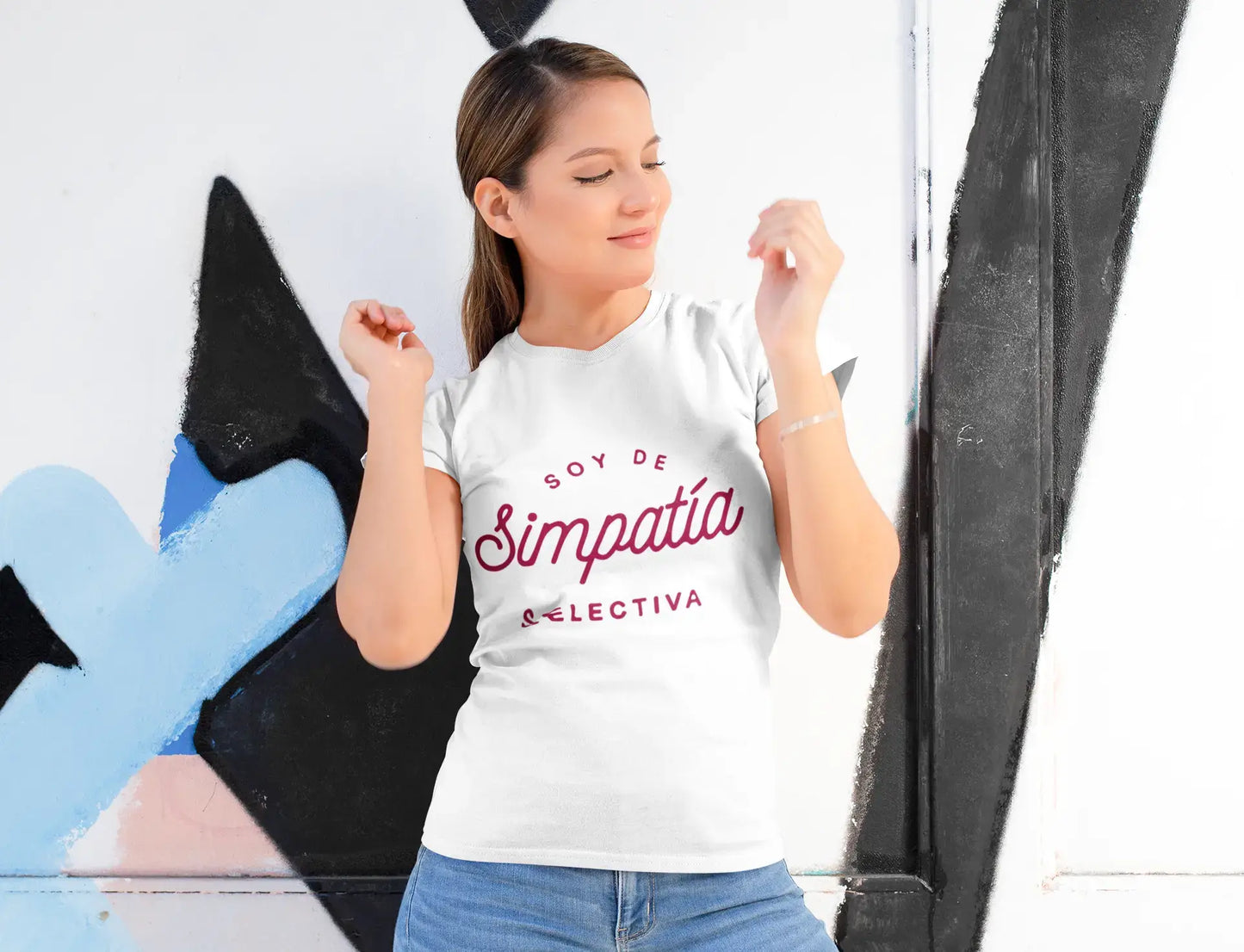 ULTRABASIC - Women's Low-Cut Round Neck T-Shirt I'm Selective Sympathy T-Shirt Printed White