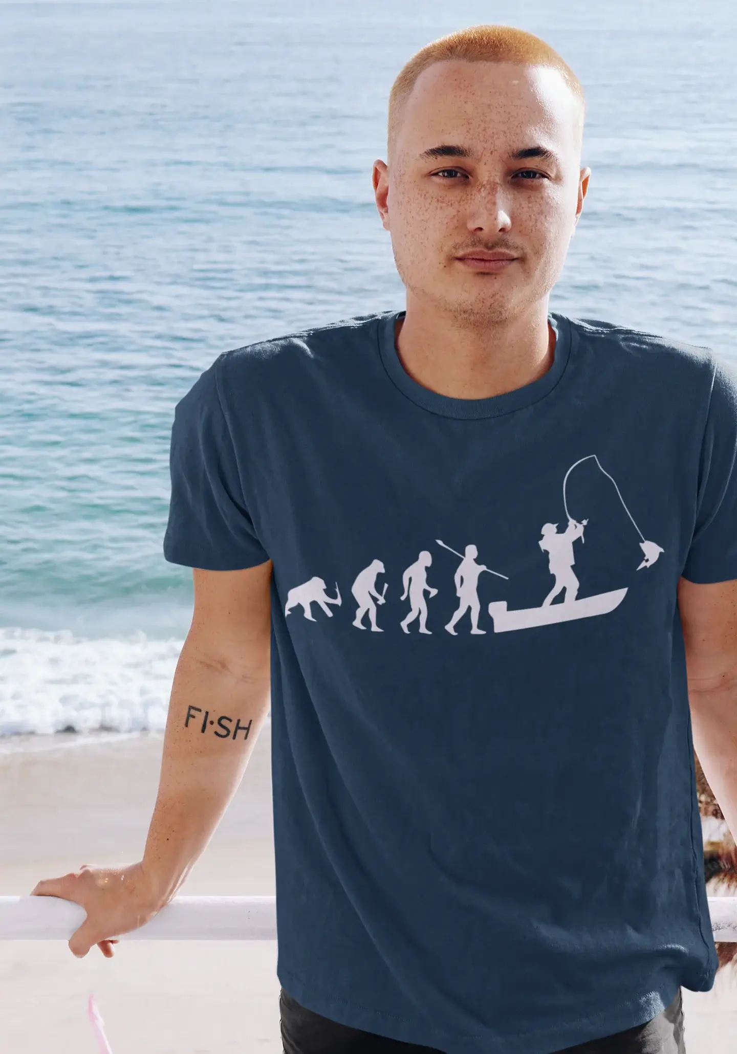 ULTRABASIC - Graphic Printed Men's Evolution of the Fishing Boat T-Shirt White