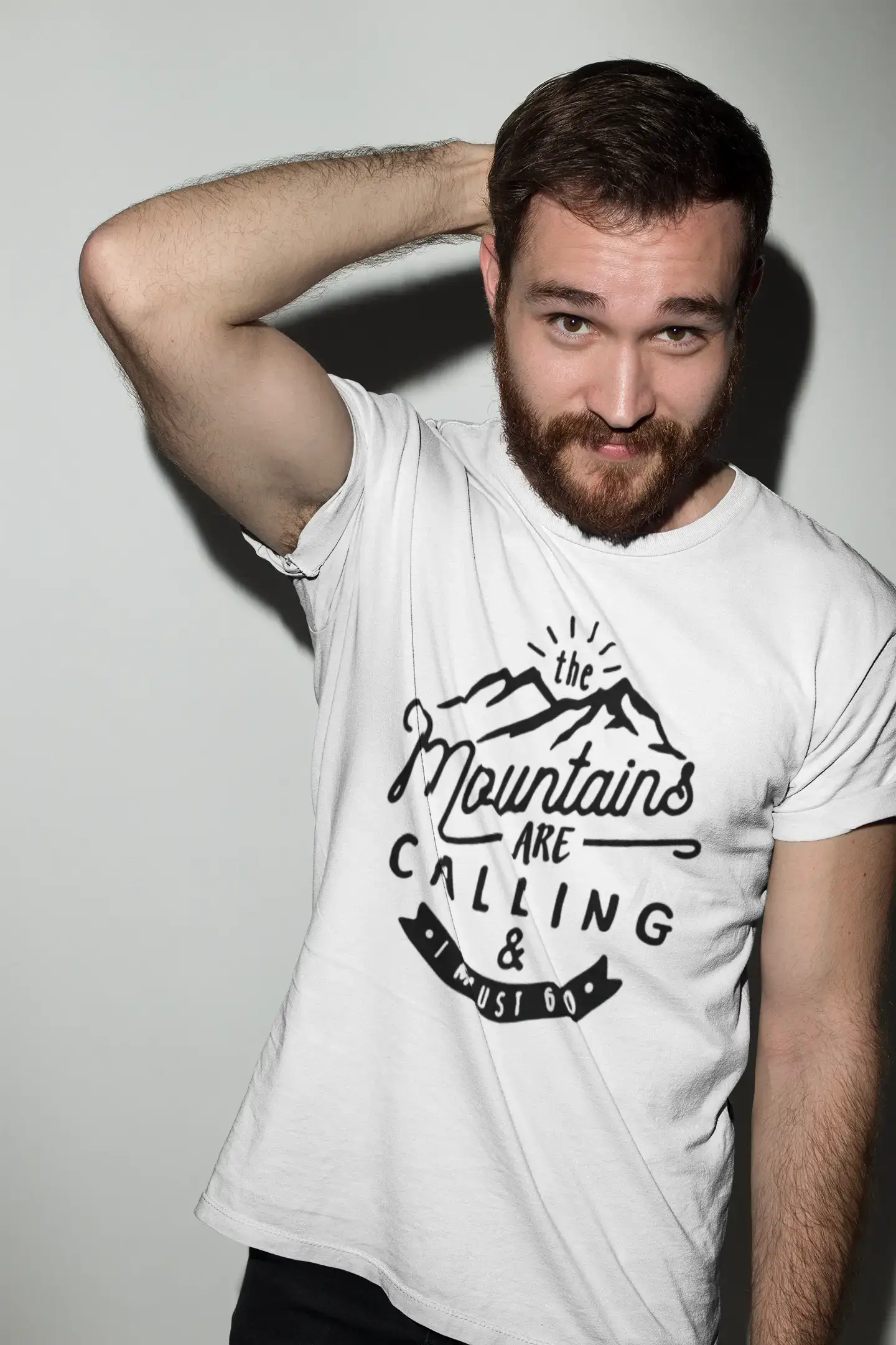 ULTRABASIC - Graphic Printed Men's The Mountains Are Calling And I Must Go Hiking Tee Burgundy