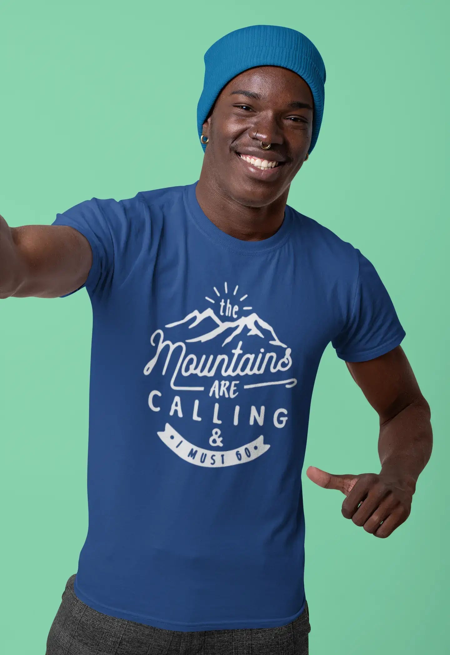 ULTRABASIC - Graphic Printed Men's The Mountains Are Calling And I Must Go Hiking Tee Vintage White