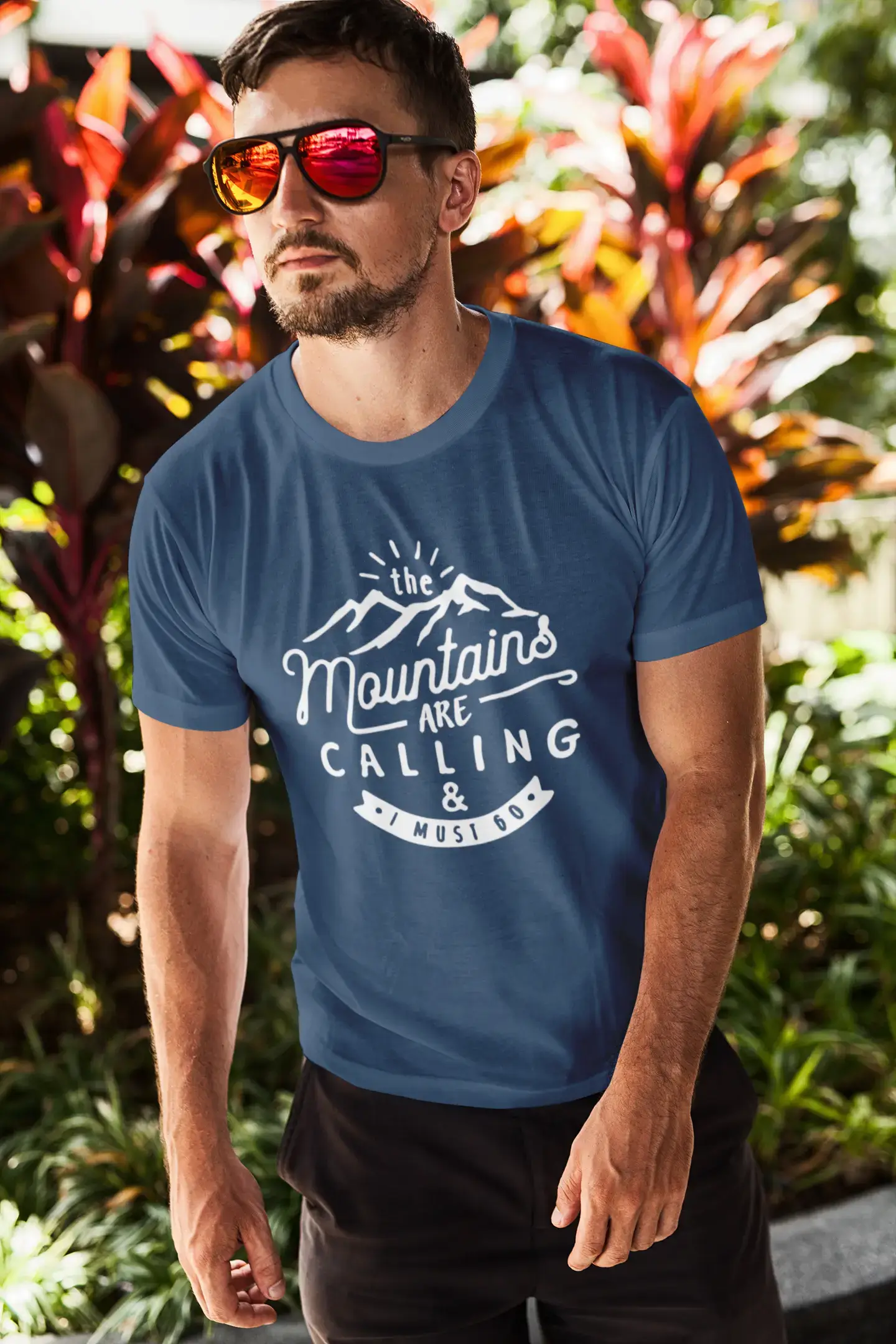 ULTRABASIC - Graphic Printed Men's The Mountains Are Calling And I Must Go Hiking Tee Dark Purple