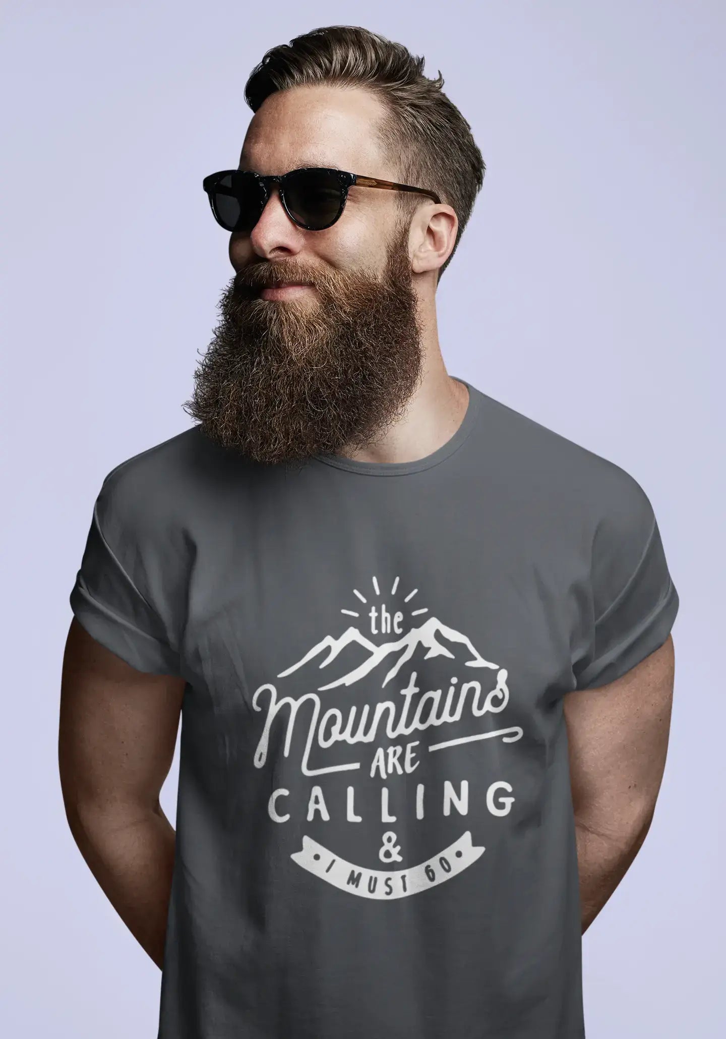 ULTRABASIC - Graphic Printed Men's The Mountains Are Calling And I Must Go Hiking Tee Grey Marl