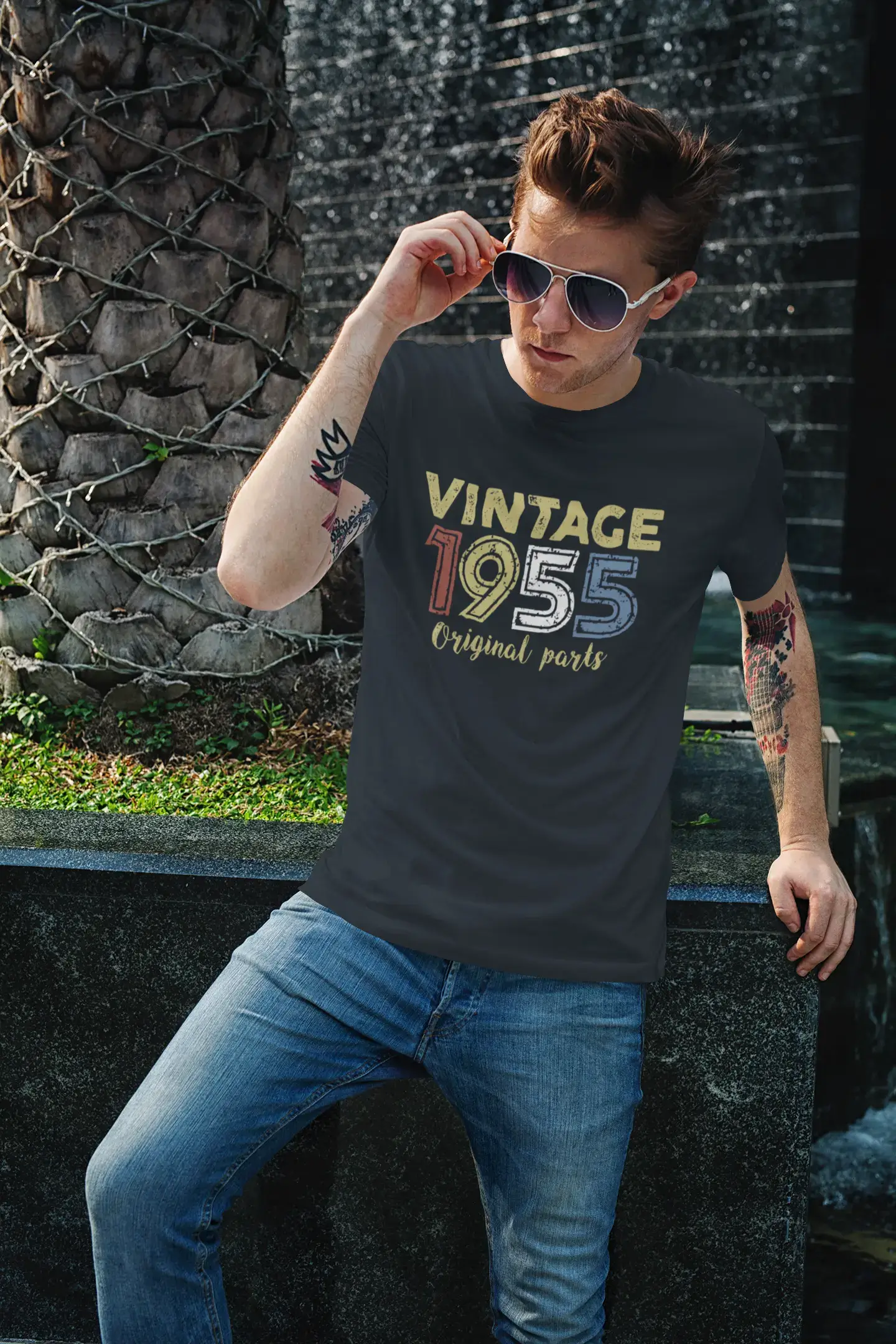 ULTRABASIC - Graphic Printed Men's Vintage 1955 T-Shirt Navy