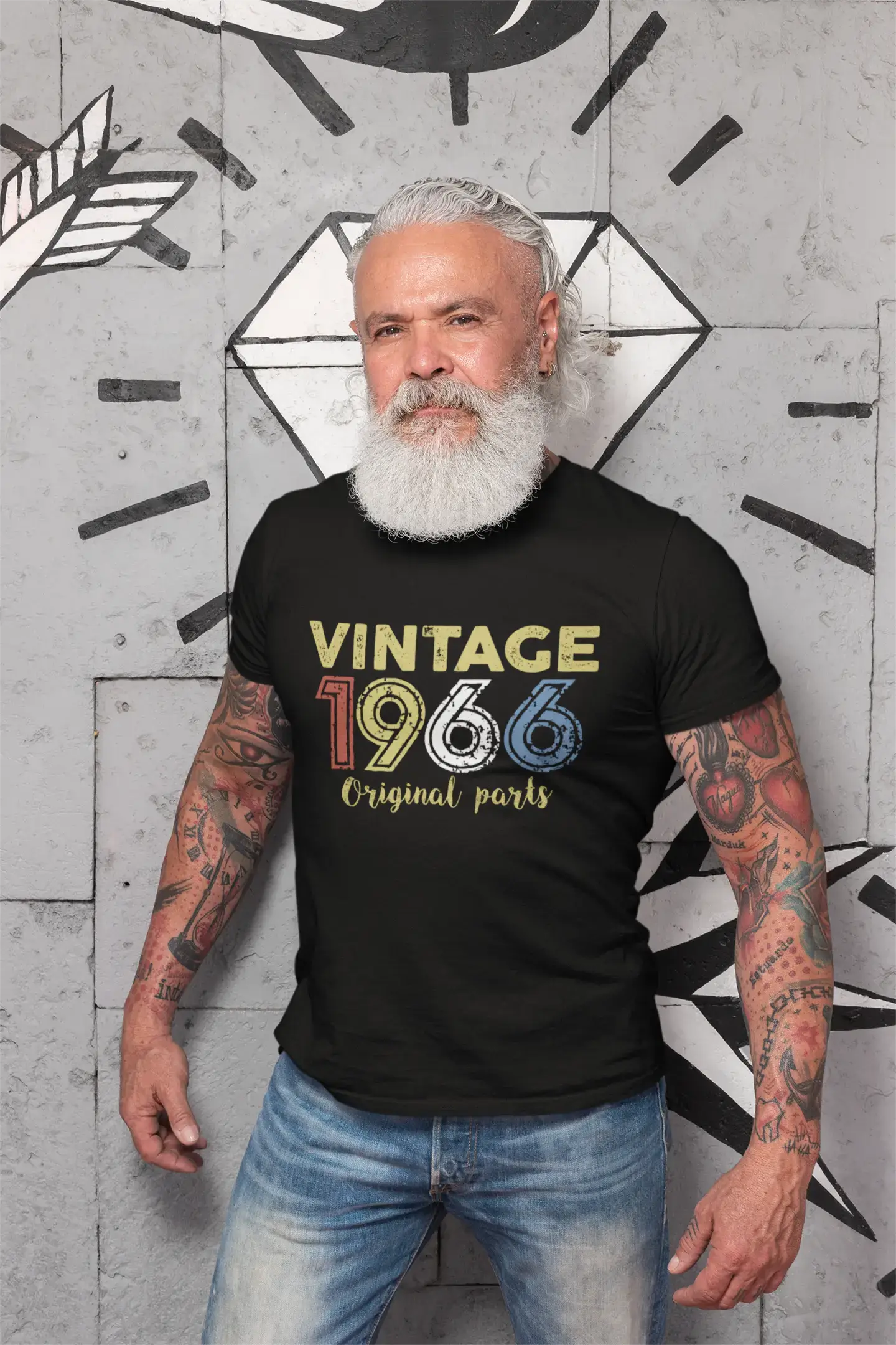 ULTRABASIC - Graphic Printed Men's Vintage 1966 T-Shirt Navy