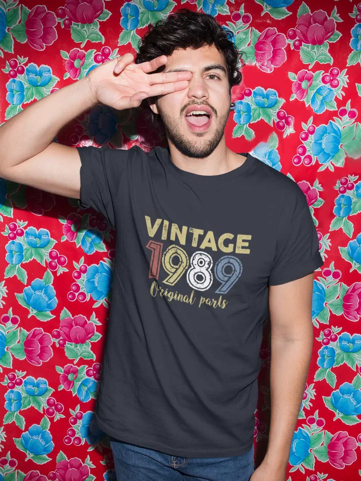 ULTRABASIC - Graphic Printed Men's Vintage 1989 T-Shirt Navy