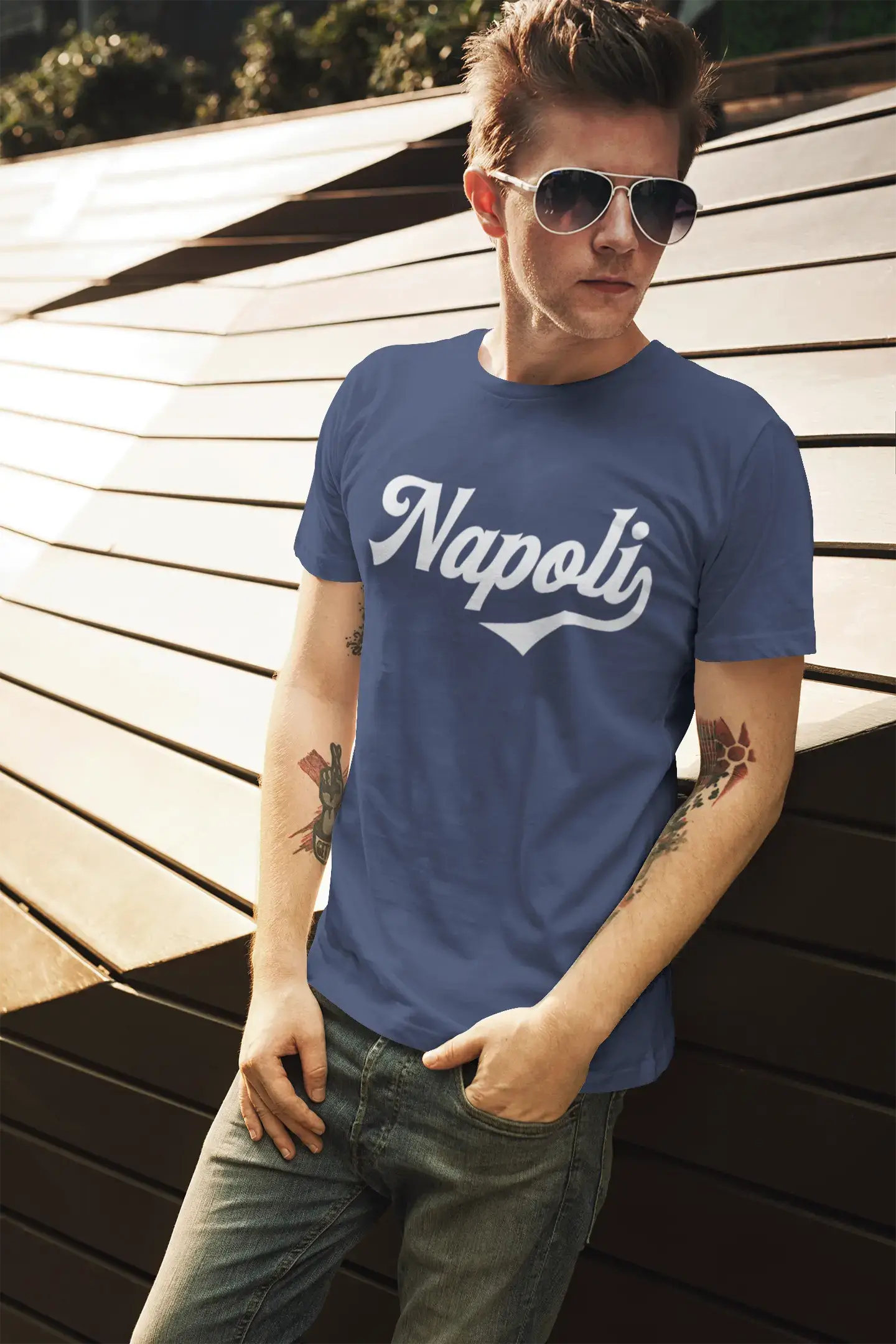 ULTRABASIC - Napoli-T-Shirt <span>für Herren</span> <span>mit</span> <span>Grafikdruck,</span> <span>Marineblau</span>