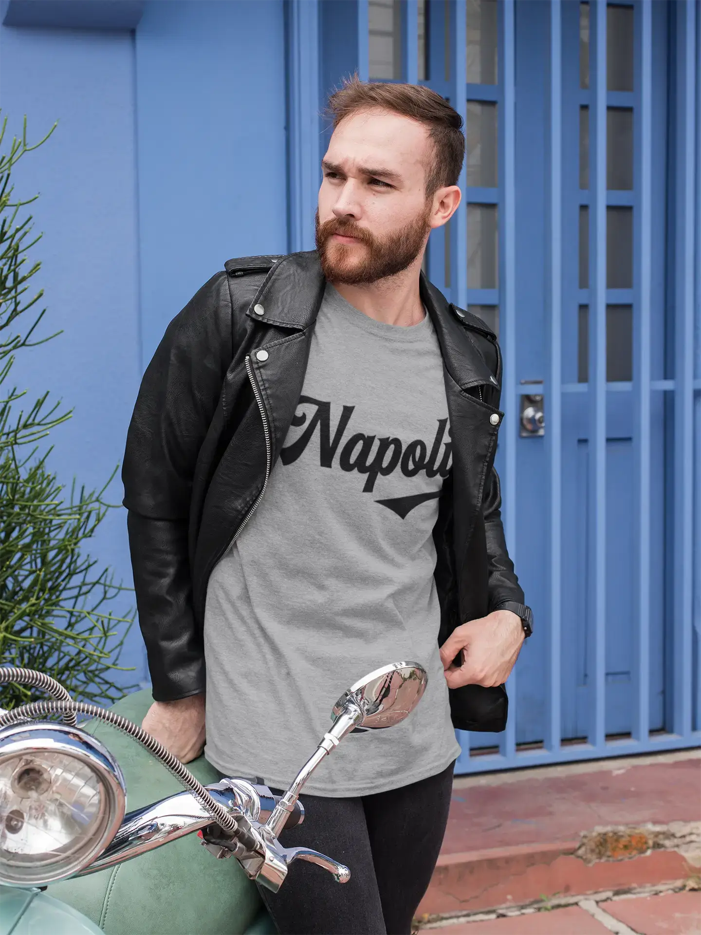 ULTRABASIC - Graphic Printed Men's Napoli T-Shirt Denim