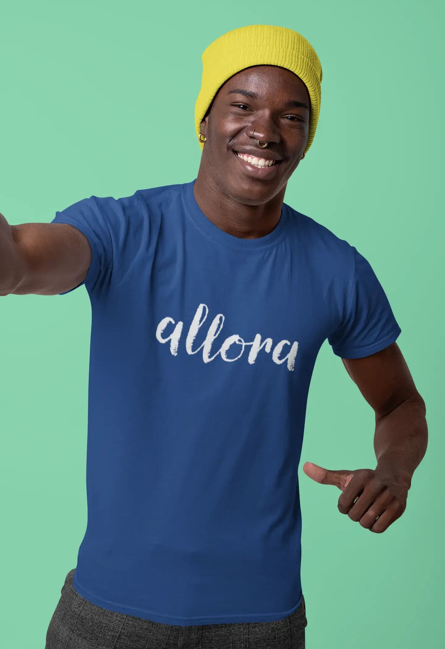 ULTRABASIC - Graphic Printed Men's Allora T-Shirt Navy