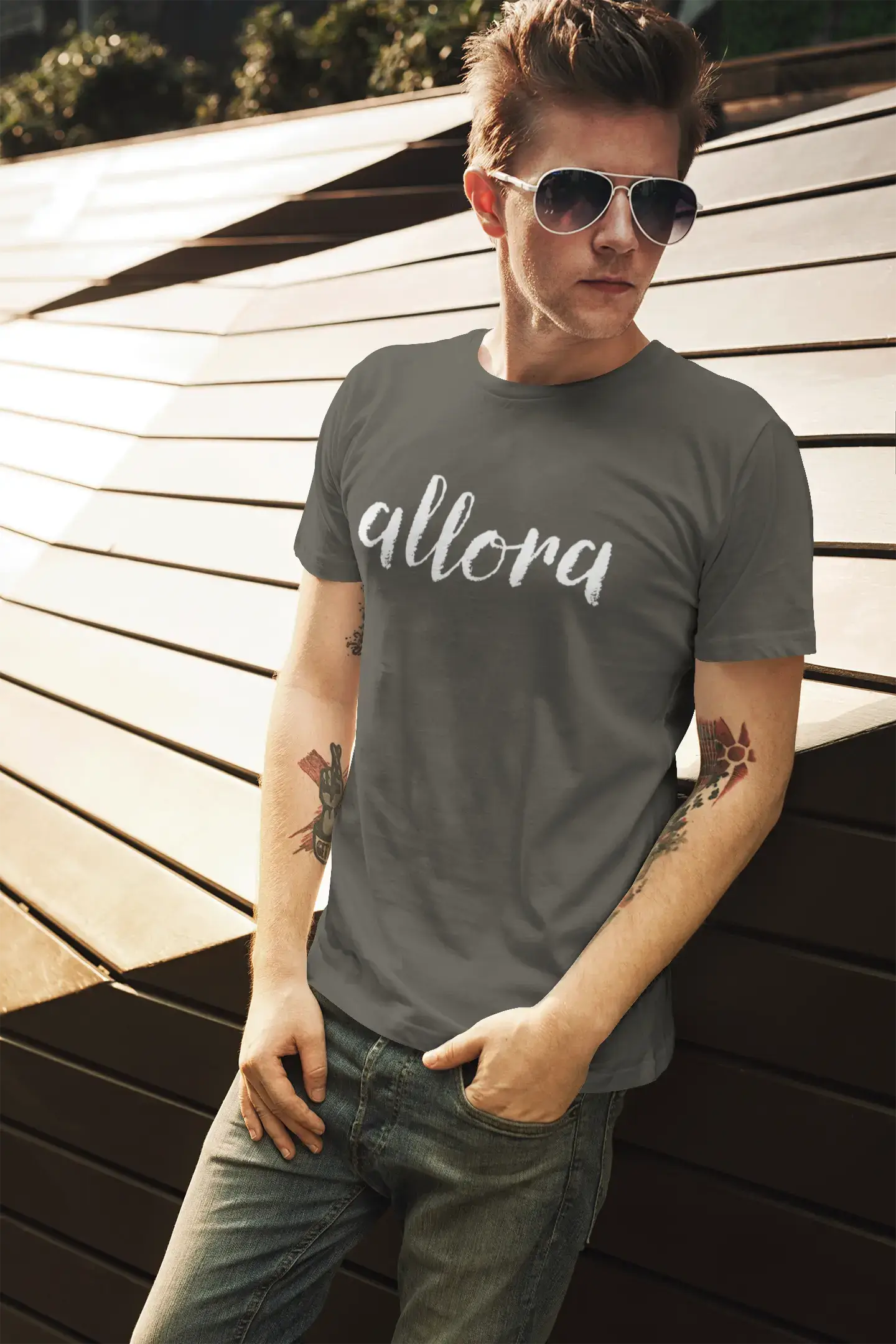 ULTRABASIC - Graphic Printed Men's Allora T-Shirt Navy