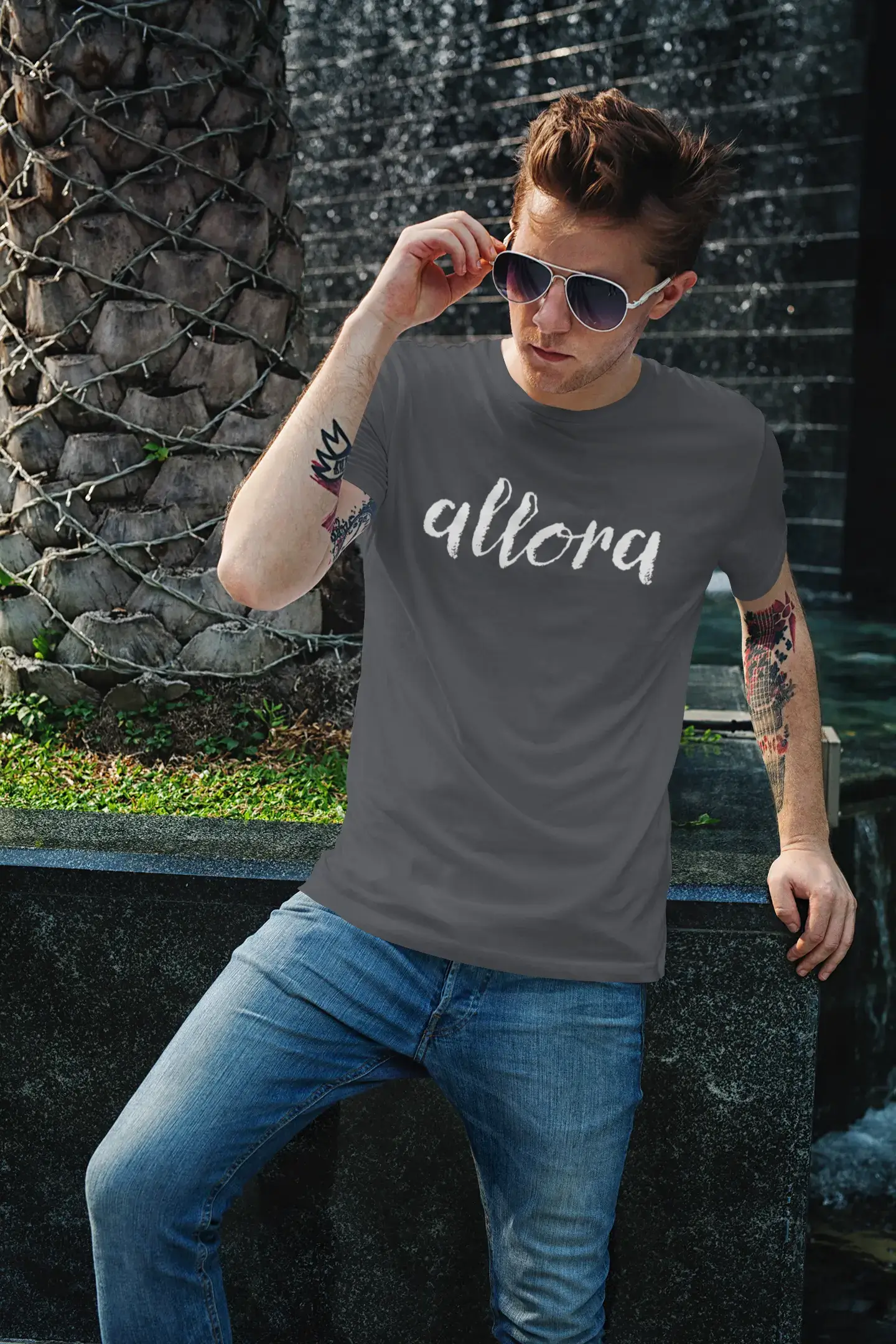 ULTRABASIC - Graphic Printed Men's Allora T-Shirt Military Green