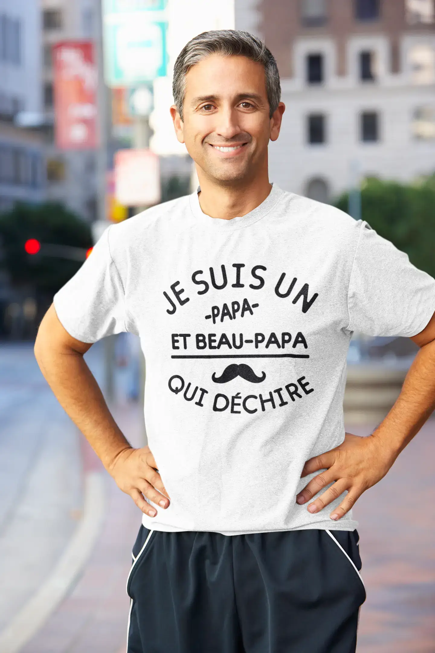 Ultrabasic - Graphique Homme Papa Et Beau-Papa Qui déchire T-Shirt Cadeau Imprimé Tée-Shirt Noir Profond