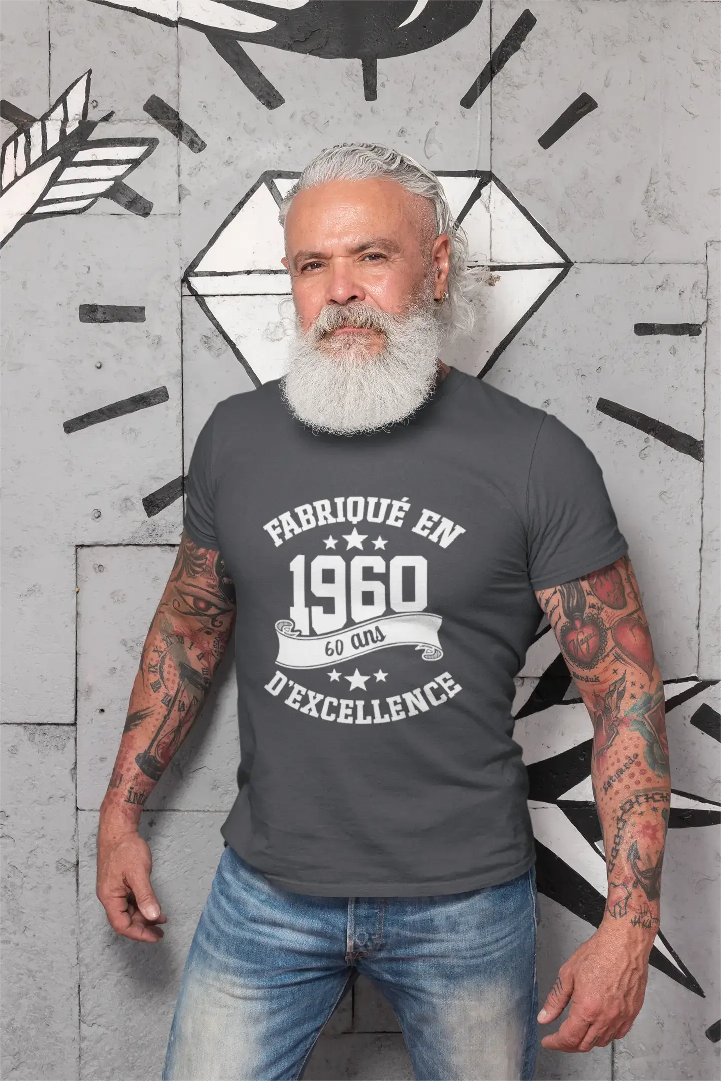 Men's Graphic Fabriqué en 1960, 60 Ans d'être Génial T-Shirt