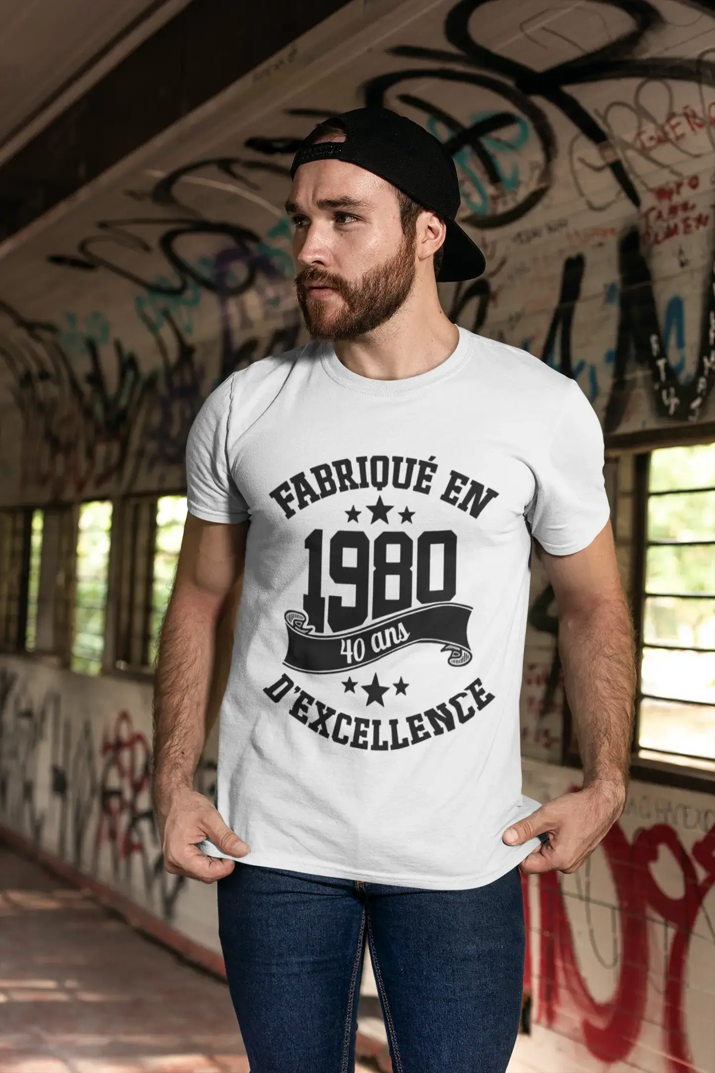 Men's Graphic Fabriqué en 1980, 40 Ans d'être Génial T-Shirt