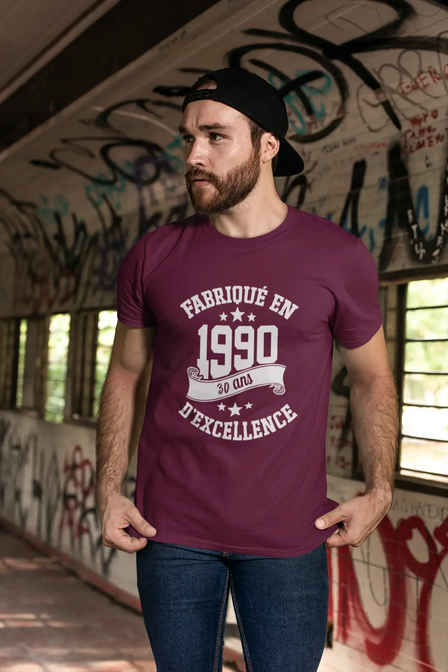 Ultrabasic® Fabriqué en 1990, 30 Ans d'être Génial T-Shirt Blanc Ch