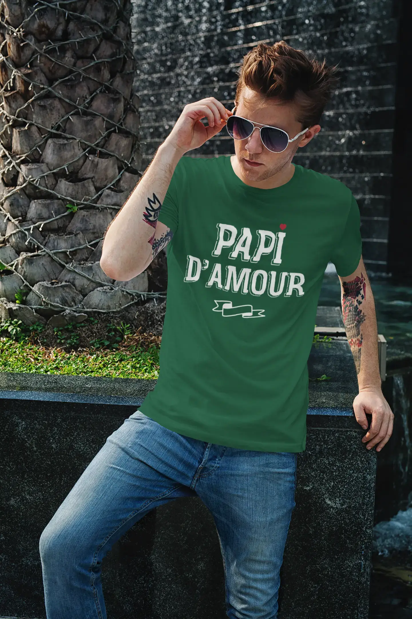 Herren T-Shirt Graphique Papi D'Amour Cadeau Imprimé T-Shirt