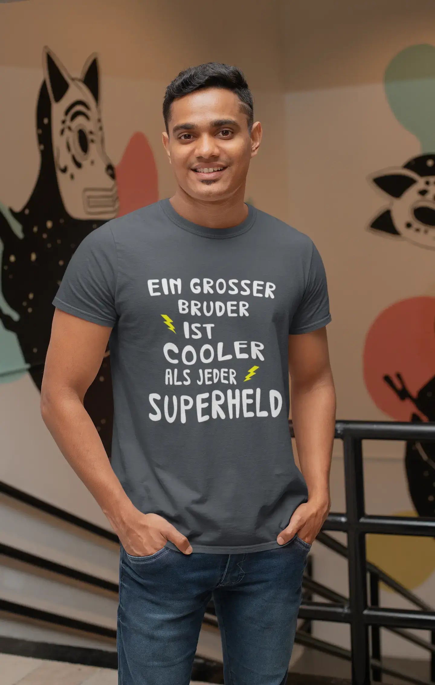 T-shirt <span>graphique</span> <span>homme</span> Grosser Bruder Cooler Superheld idée <span>cadeau</span>