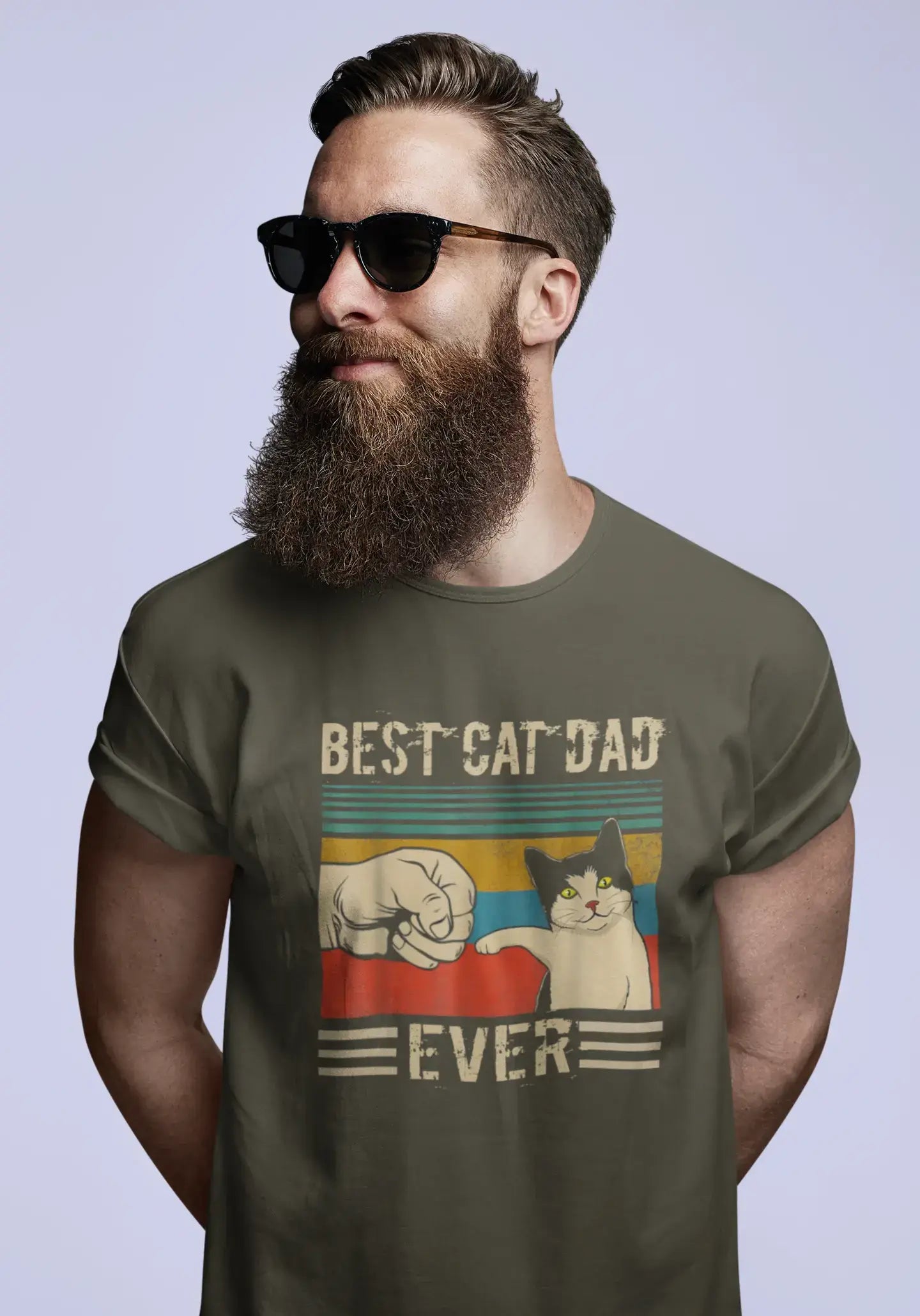 Men's Graphic T-Shirt Best Cat Dad Ever Fist Bump Gift Idea