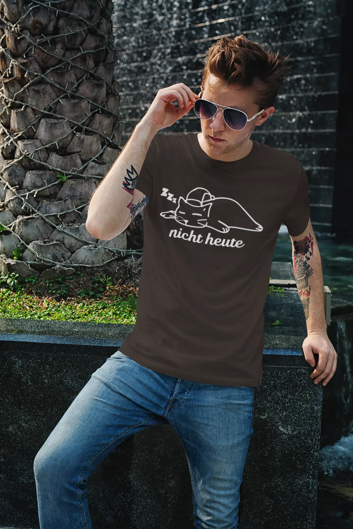 Men's Graphic T-Shirt Nicht Heute Katze Gift Idea