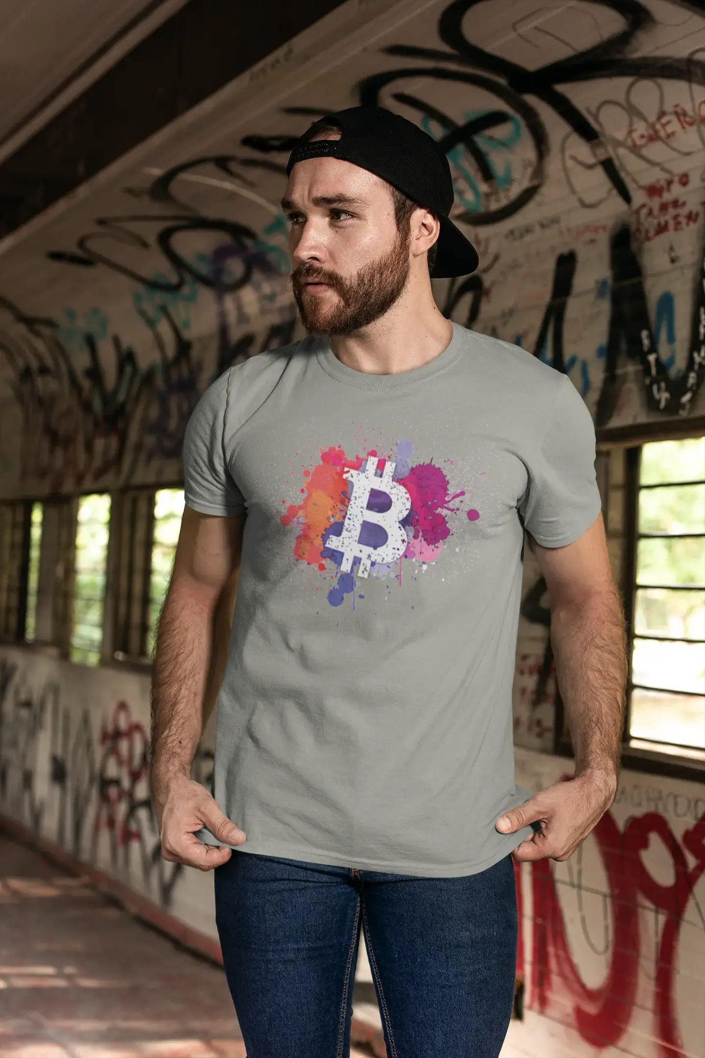 Men’s Graphic T-Shirt Bitcoin Art BTC HODL Crypto Traders Gift Idea