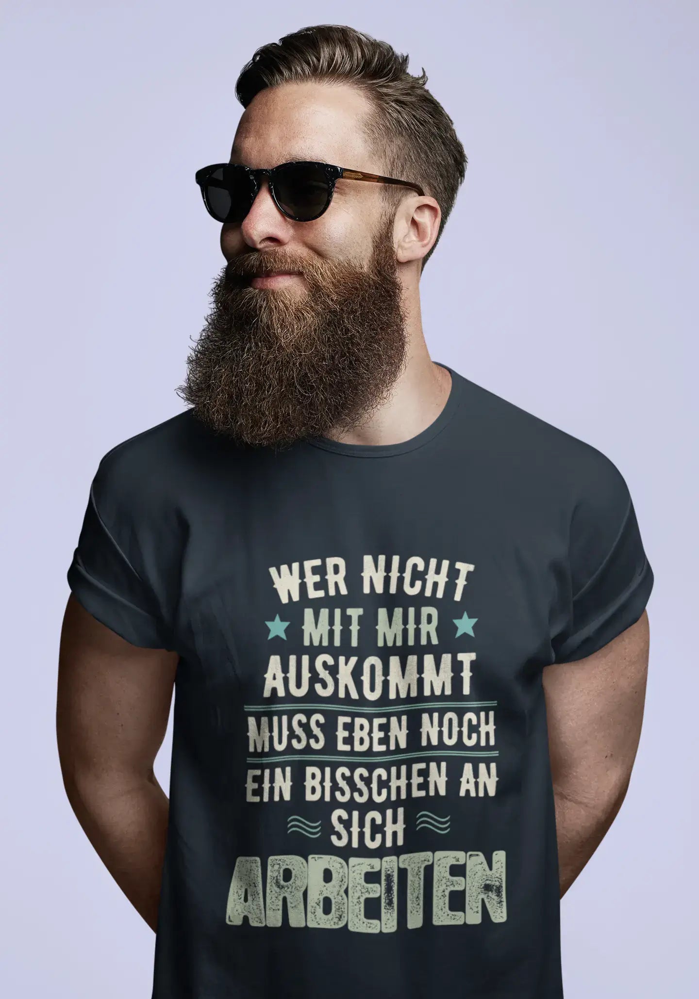 Men’s Graphic T-Shirt Wer Nicht mit Mir Auskommt Military Green Gift Idea