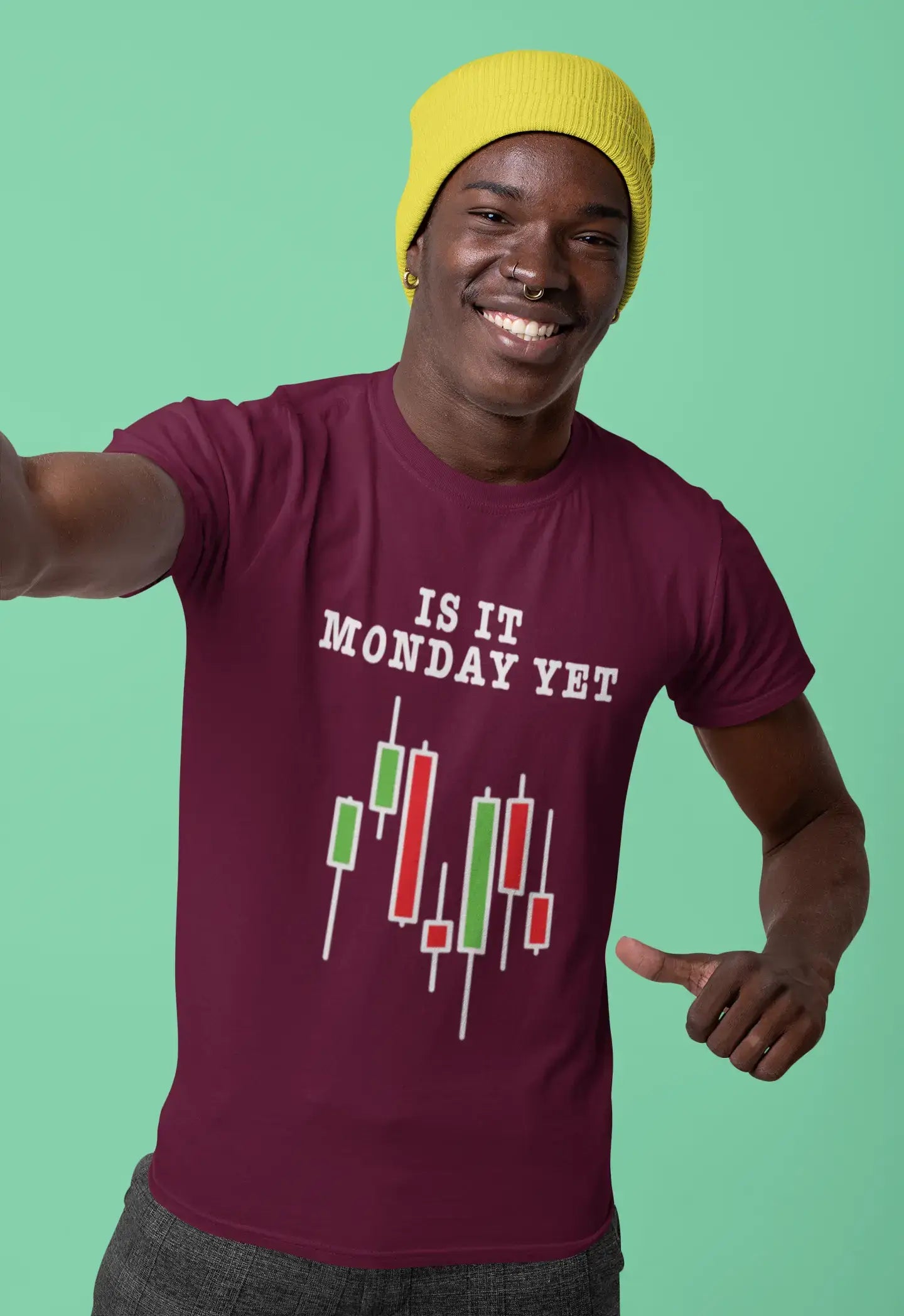 Men’s Graphic T-Shirt Is It Monday Yet Stock Market Traders Aqua Gift Idea