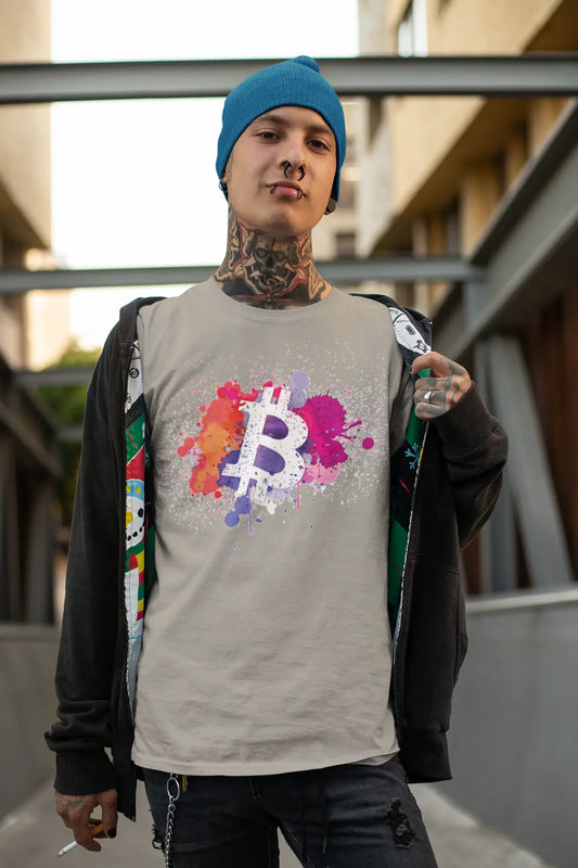 Men’s Graphic T-Shirt Bitcoin Art BTC HODL Crypto Traders Aqua Gift Idea