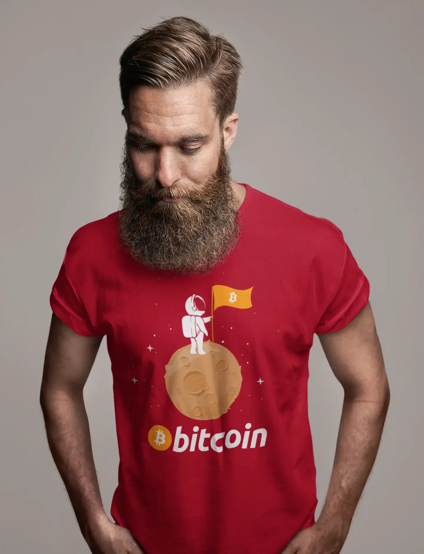 Men’s Graphic T-Shirt Bitcoin Astronaut HODL BTC Military Green Gift Idea