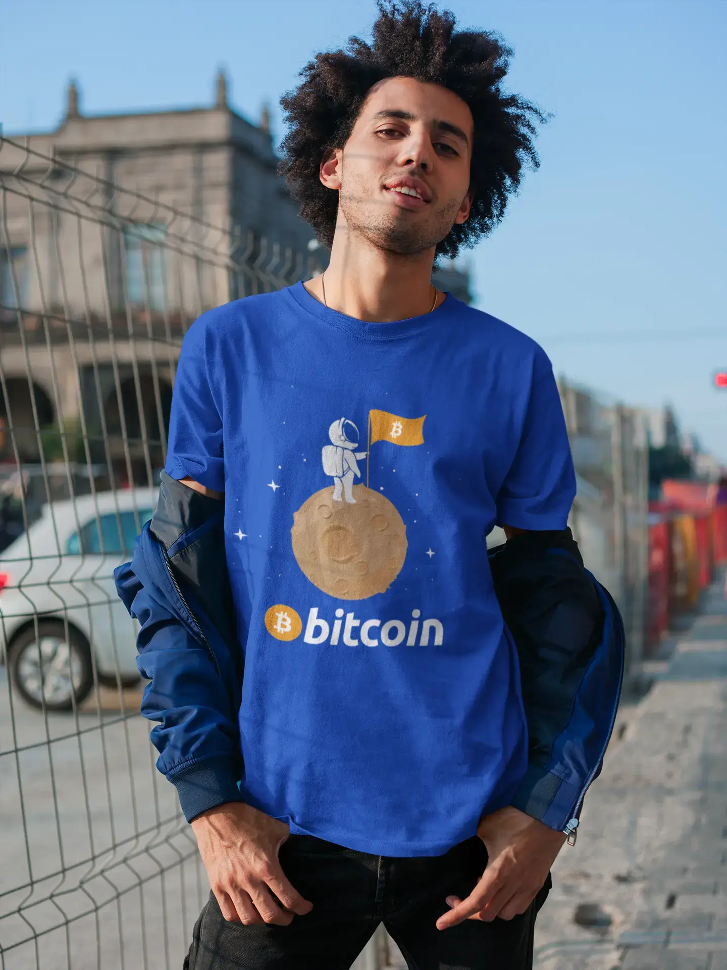 Men’s Graphic T-Shirt Bitcoin Astronaut HODL BTC Military Green Gift Idea