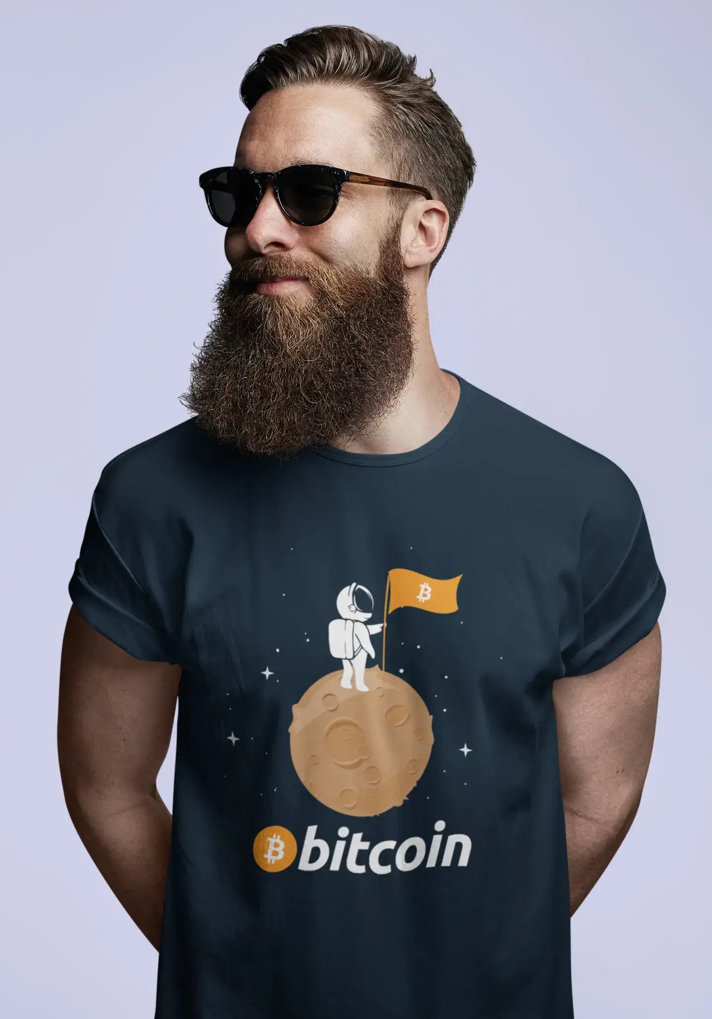 Men’s Graphic T-Shirt Bitcoin Astronaut HODL BTC Military Green Gift Idea