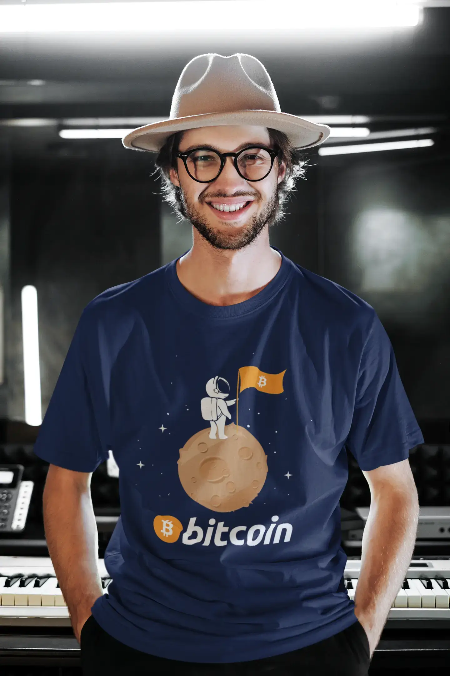 Men’s Graphic T-Shirt Bitcoin Astronaut HODL BTC Military Green Gift Idea