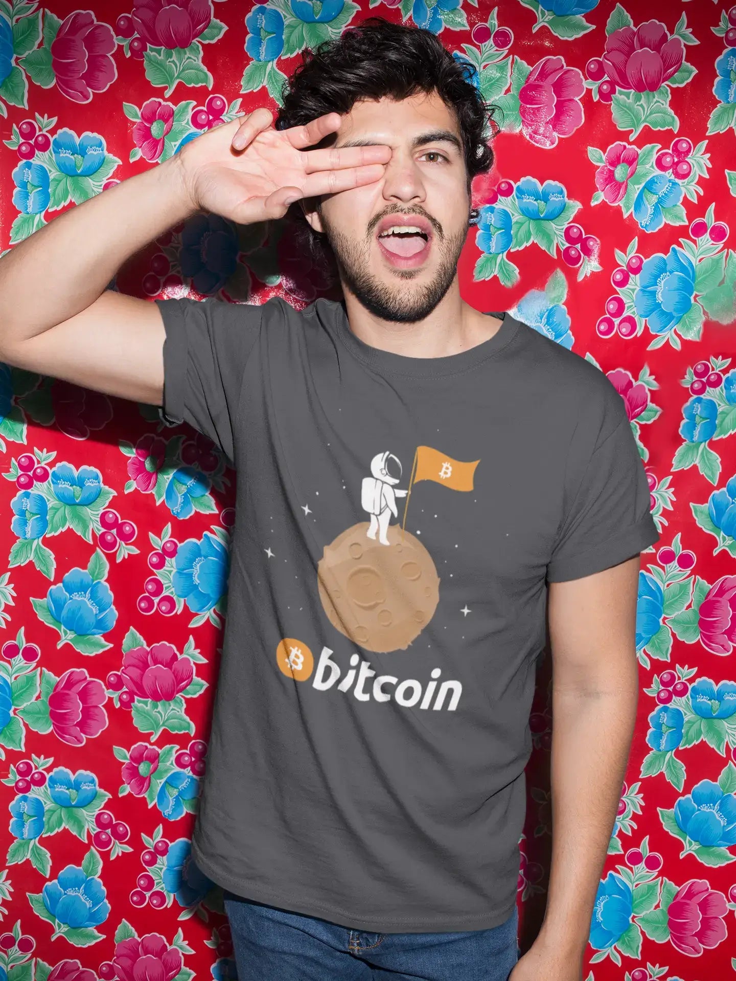 Men’s Graphic T-Shirt Bitcoin Astronaut HODL BTC Military Green Gift Idea