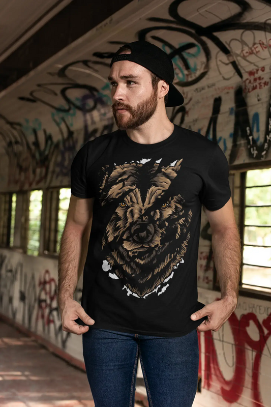 ULTRABASIC Men's Torn T-Shirt Brown Bear - Urban Vintage Graphic Shirt for Men