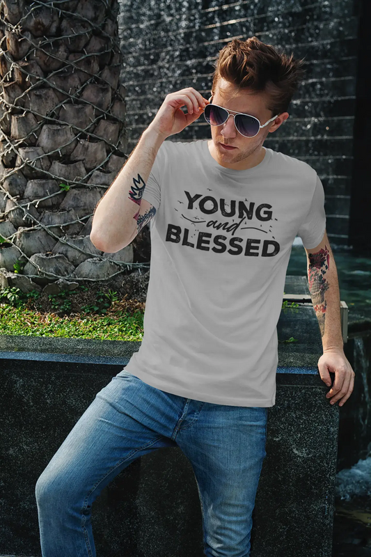 ULTRABASIC Herren T-Shirt Young and Blessed – Bibel religiöses Shirt