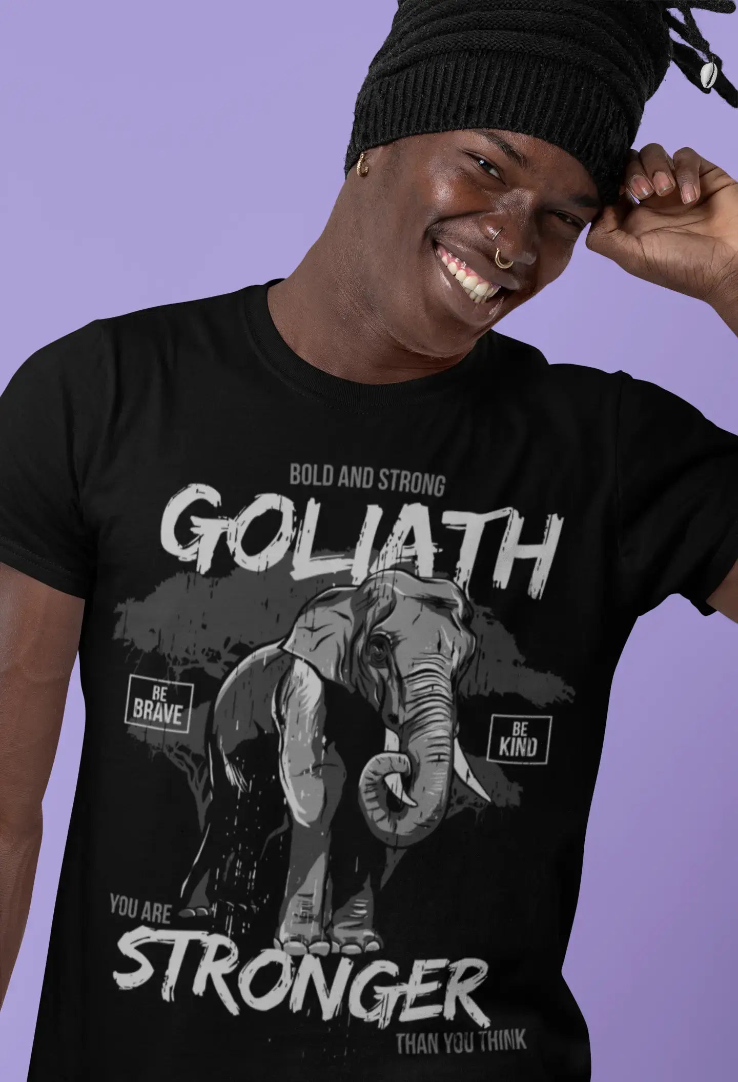 ULTRABASIC Herren-T-Shirt „Du bist stärker als du denkst – Goliath-Elefant-Shirt“.