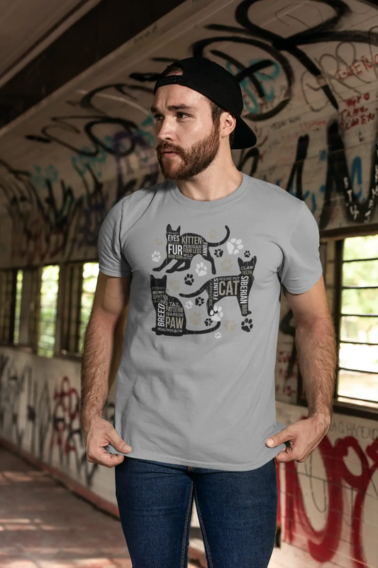 ULTRABASIC Herren-Grafik-T-Shirt 3 Cats Paw – Lustiges Kätzchen-Shirt für Männer