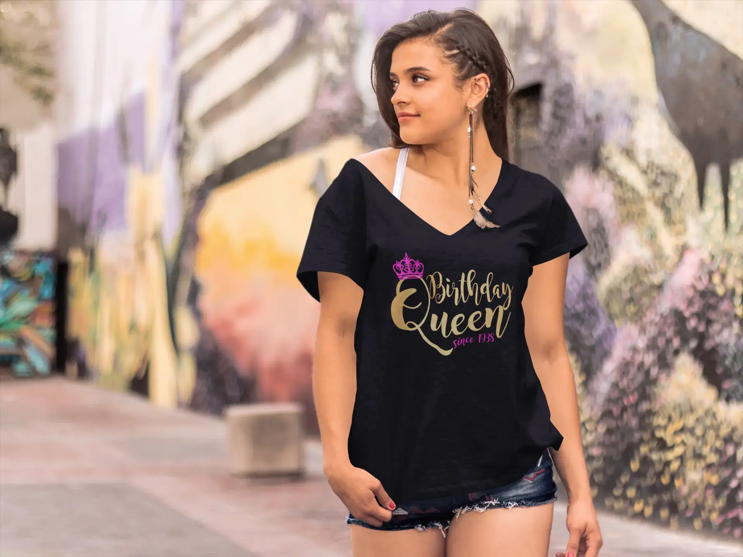 ULTRABASIC Women's T-Shirt Birthday Queen Since 1938 Year - Crown 82nd Birthday Shirt for Ladies