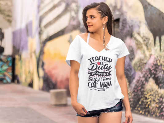 ULTRABASIC Damen-T-Shirt „Cat Mom“ – Lehrerin, die nicht im Dienst ist und zu Hause bleiben soll – lustiges Kätzchen-Shirt für Katzenliebhaber