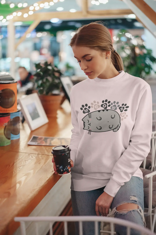 ULTRABASIC Grafik Damen Sweatshirt Lazy Cat – Katzenpfoten – Süße Sully