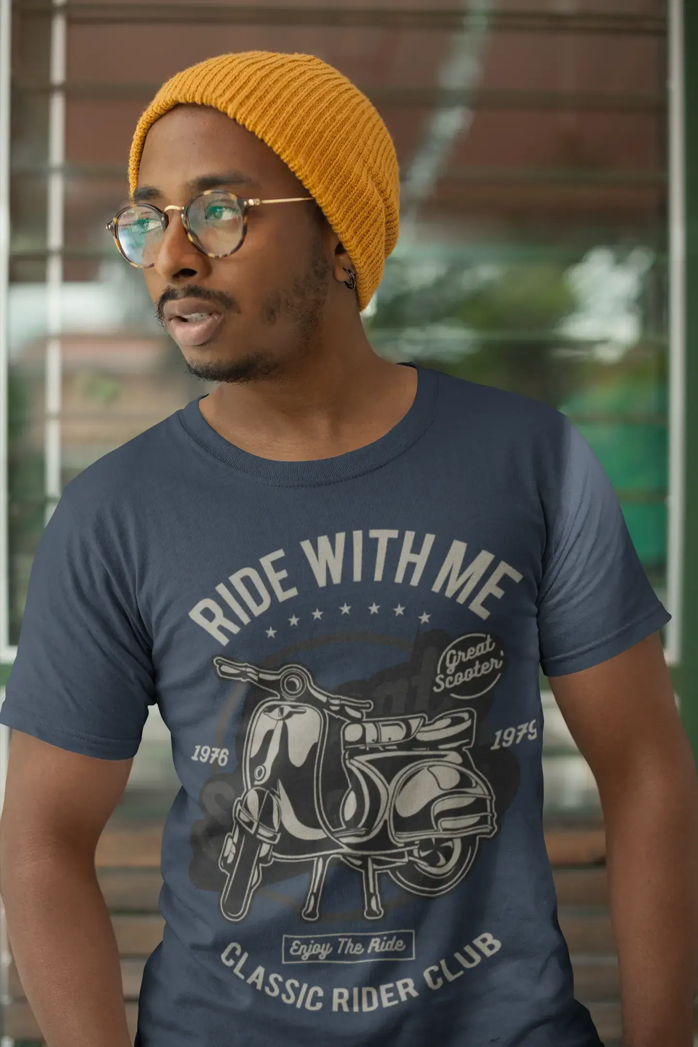 ULTRABASIC Men's Graphic T-Shirt Ride With Me - Classic Rider Club Scooter Tee Shirt