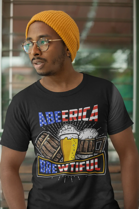 ULTRABASIC Lustiges Herren-T-Shirt Abeerica Brewtiful – Bierliebhaber-T-Shirt mit amerikanischer Flagge