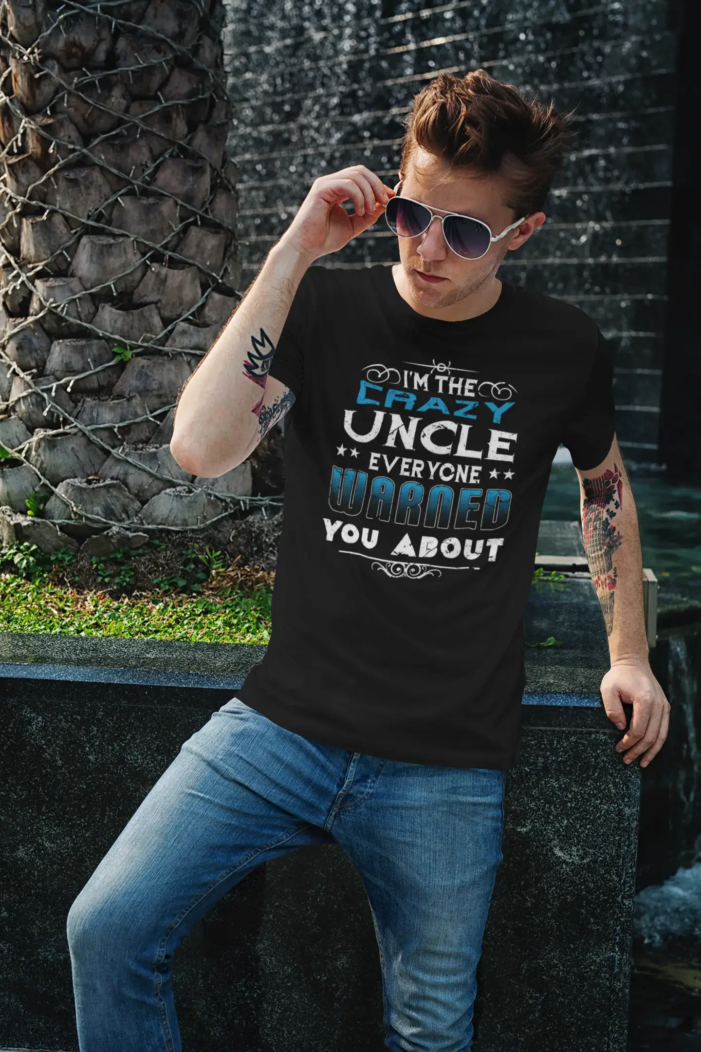 ULTRABASIC Men's T-Shirt I'm the Crazy Uncle Everyone Warned You About - Funny Birthday Tee Shirt