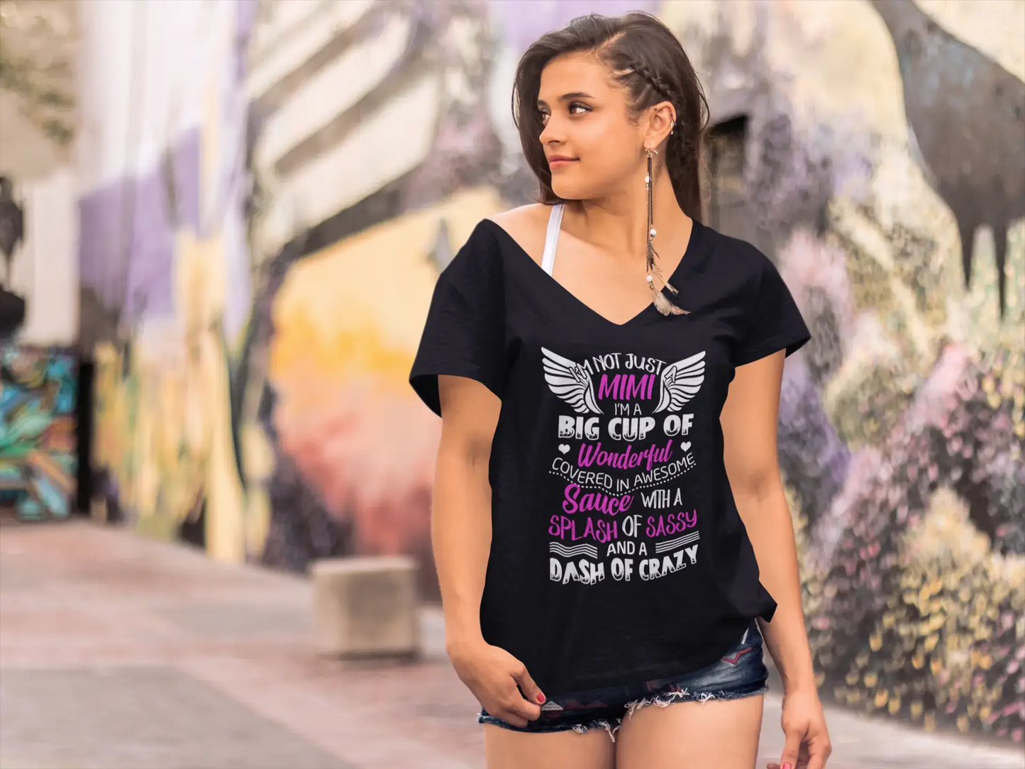 ULTRABASIC Women's Funny T-Shirt I'm not Just a Mimi I'm a Big Cup of Wonderful and Dash of Crazy