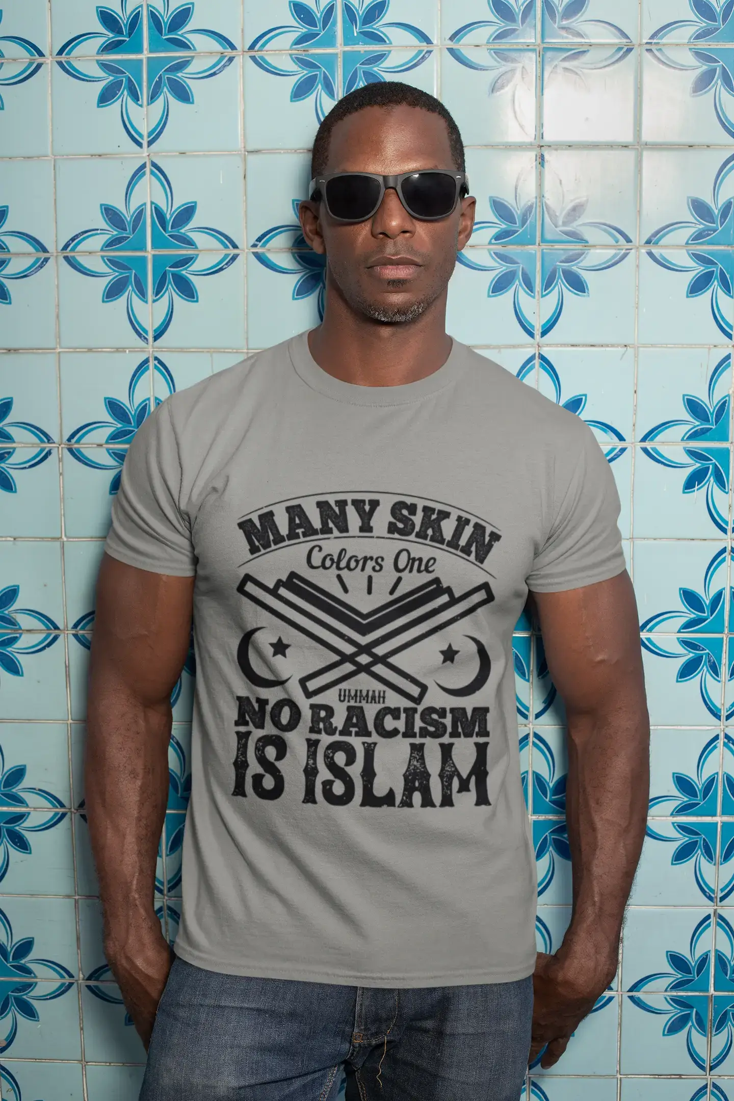 ULTRABASIC Herren T-Shirt No Racism is Islam - Muslimisches T-Shirt