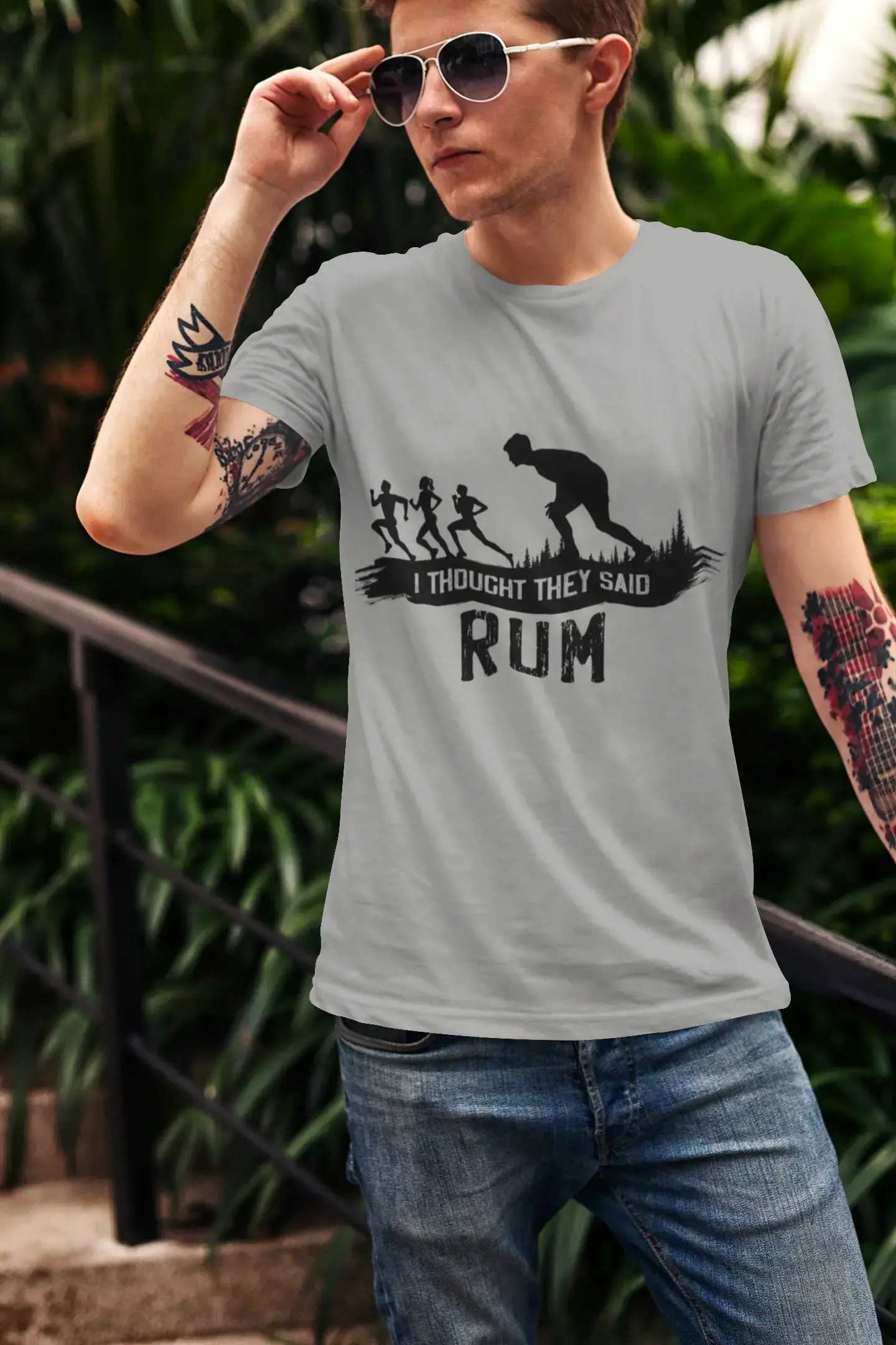 ULTRABASIC Herren-Neuheits-T-Shirt „I Thought They Said Rum“ – lustiges Lauf-T-Shirt für Läufer