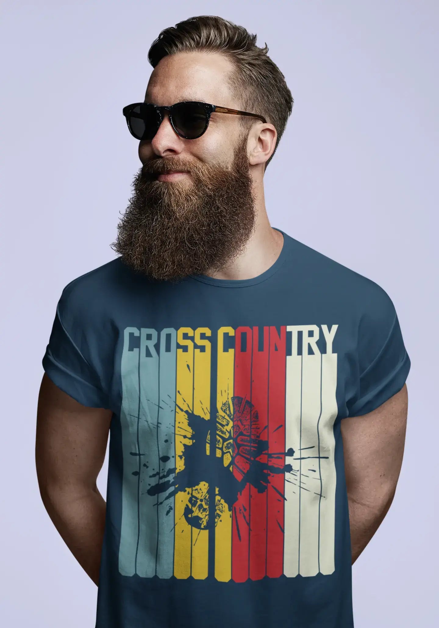 ULTRABASIC Men's Novelty T-Shirt Retro Cross Country Running - Funny Runner Tee Shirt