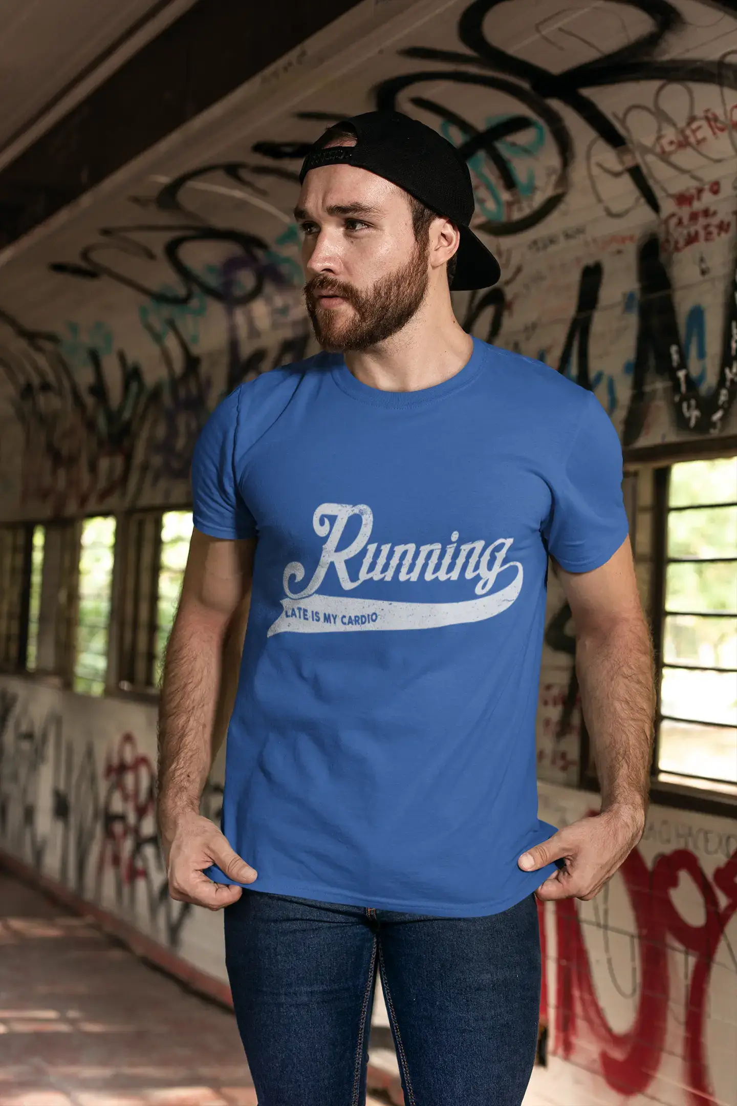 ULTRABASIC Herren-T-Shirt „Running Late Is My Cardio“ – lustiges Läufer-T-Shirt