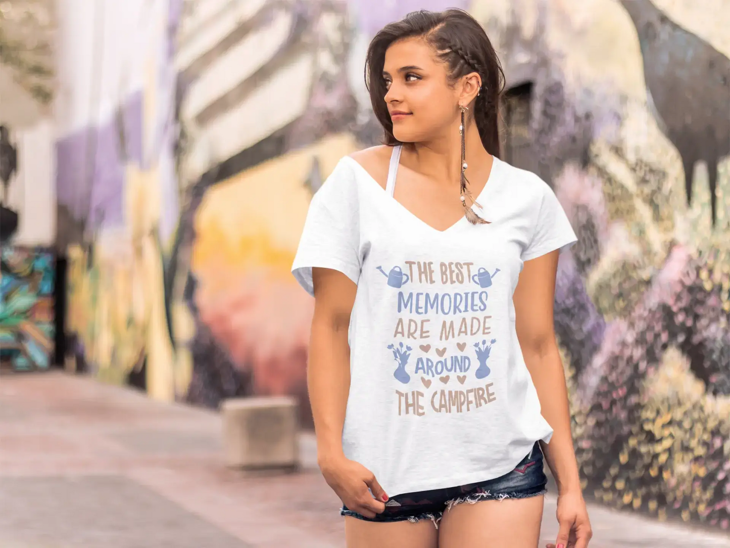 ULTRABASIC Women's T-Shirt The Best Memories are Made Around the Campfire - Short Sleeve Tee Shirt Tops