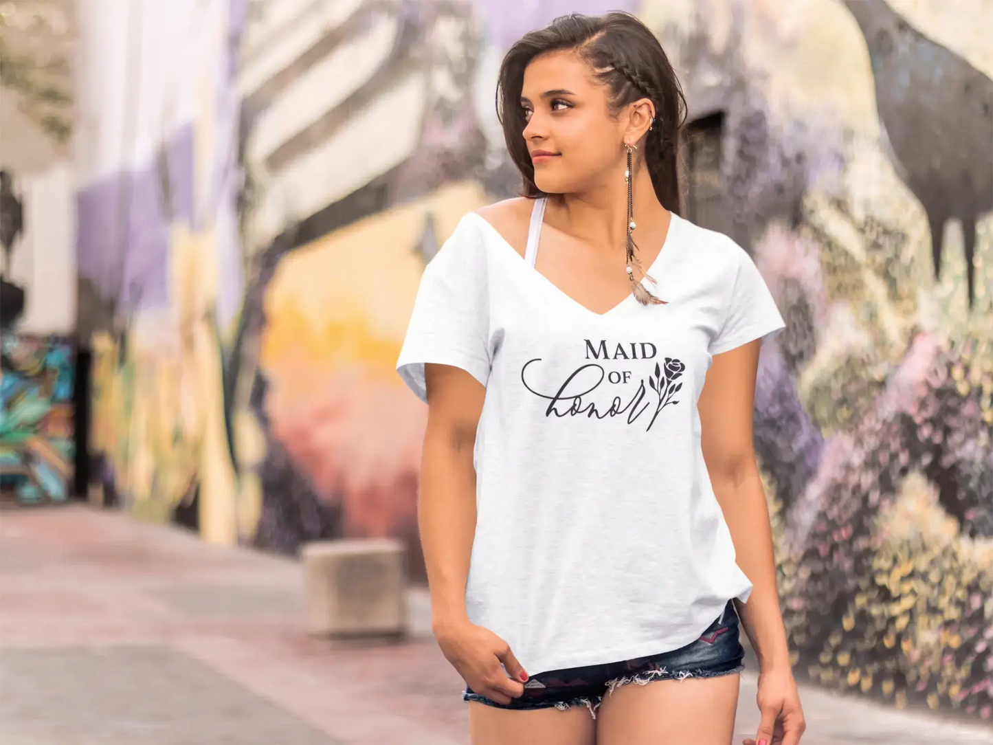 ULTRABASIC Women's T-Shirt Maid Of Honor - Short Sleeve Tee Shirt Tops